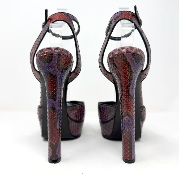 Gucci Platform Heels Python Purple Size 38 Runway Exotic Leather Stiletto - Picture 6 of 11
